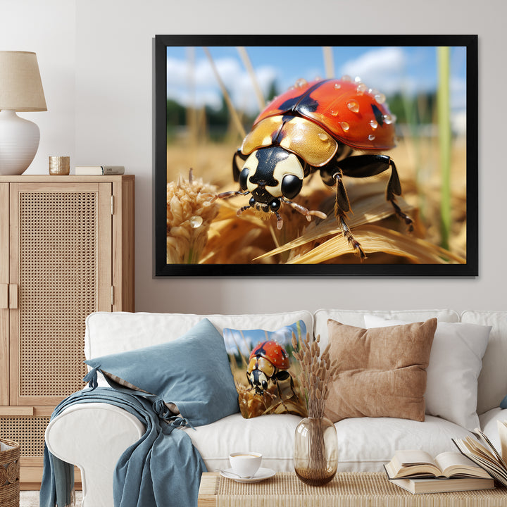 Curious ladybug meadows - Ladybug Canvas Wall Art