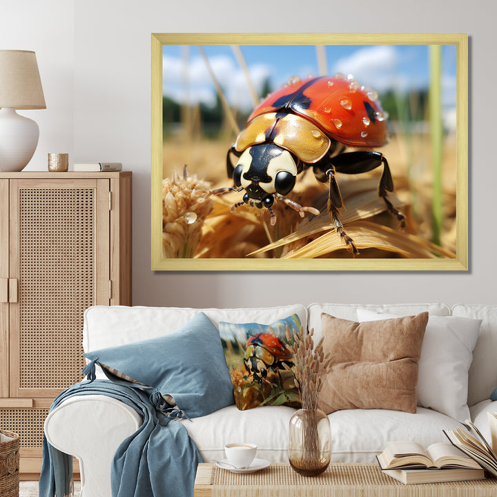 Curious ladybug meadows - Ladybug Canvas Wall Art