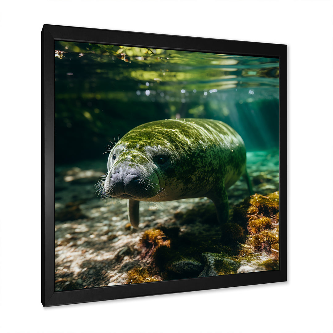 Serene Sea Giant Portrait of a Manatee - Manatee Wall Decor