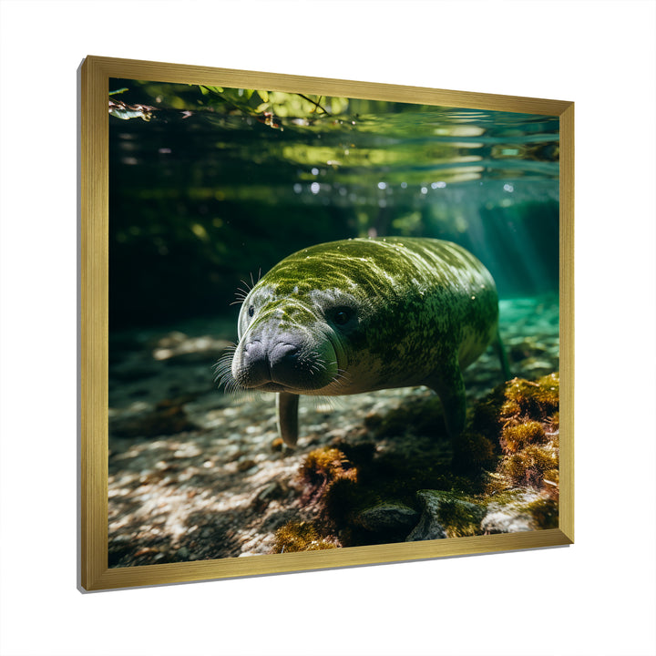 Serene Sea Giant Portrait of a Manatee - Manatee Wall Decor