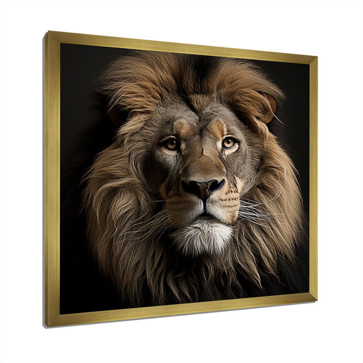 Dark Majestic Lion portrait - Lion Large Canvas Wall Art
