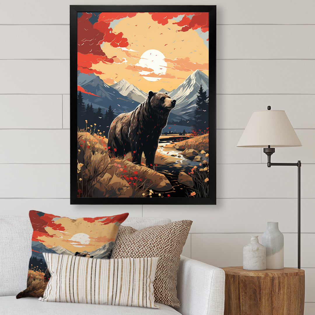 Grizzly Bear in the valley - Bear Home Decor Art