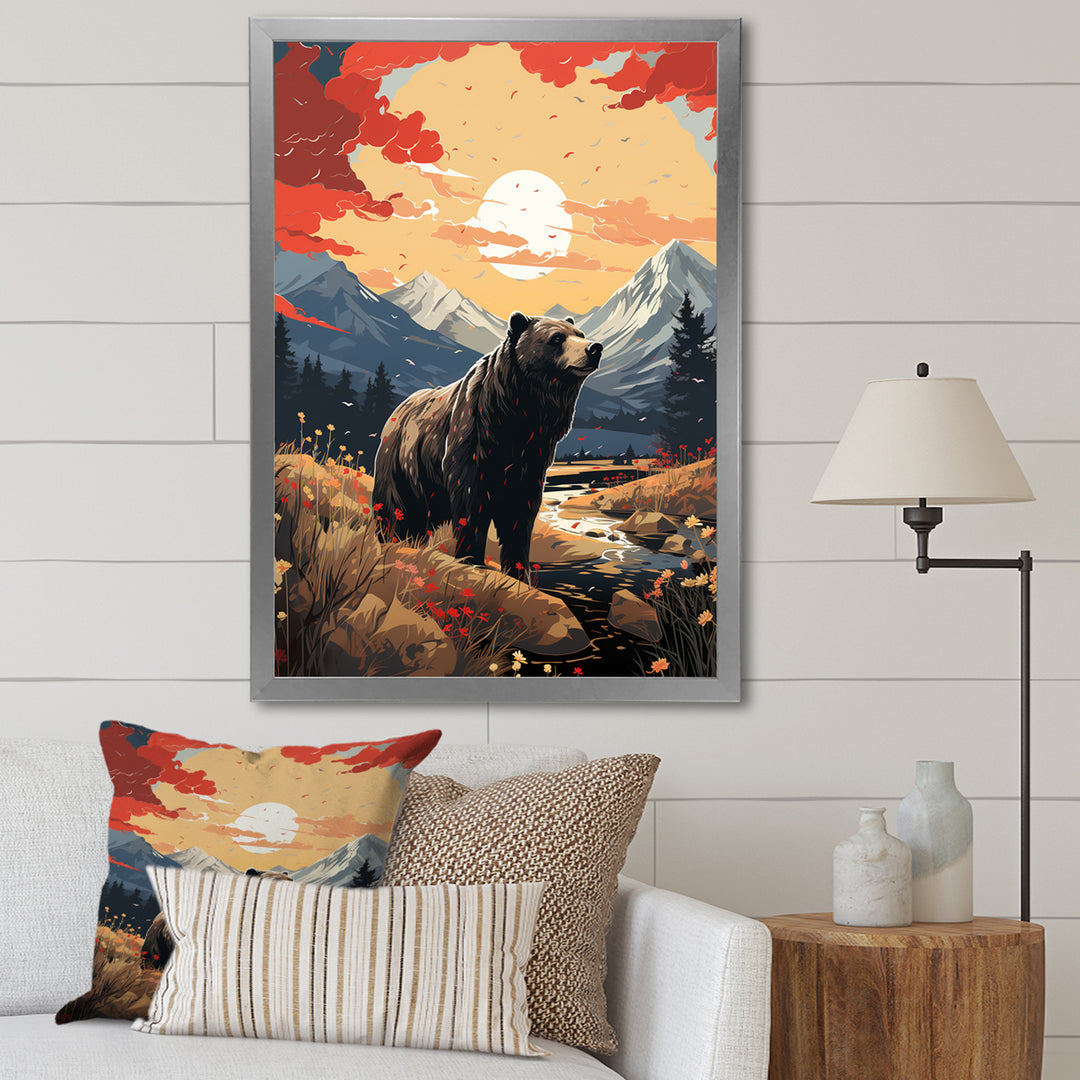 Grizzly Bear in the valley - Bear Home Decor Art