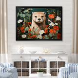 Brown Curious Otter in blooming meadow - Otter Canvas Wall Art
