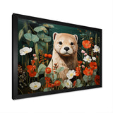 Brown Curious Otter in blooming meadow - Otter Canvas Wall Art