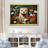 Brown Curious Otter in blooming meadow - Otter Canvas Wall Art