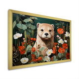 Brown Curious Otter in blooming meadow - Otter Canvas Wall Art