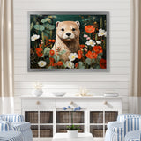 Brown Curious Otter in blooming meadow - Otter Canvas Wall Art