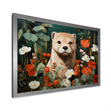 Brown Curious Otter in blooming meadow - Otter Canvas Wall Art