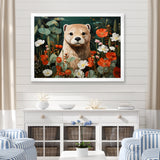Brown Curious Otter in blooming meadow - Otter Canvas Wall Art