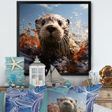 Swimming adventure Portrait of an Otter - Otter Wall Art Prints