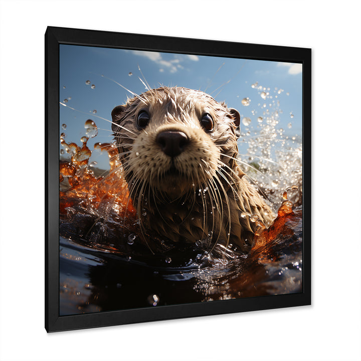 Swimming adventure Portrait of an Otter - Otter Wall Art Prints