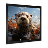 Swimming adventure Portrait of an Otter - Otter Wall Art Prints