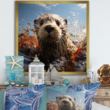 Swimming adventure Portrait of an Otter - Otter Wall Art Prints