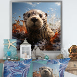 Swimming adventure Portrait of an Otter - Otter Wall Art Prints