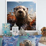 Swimming adventure Portrait of an Otter - Otter Wall Art Prints