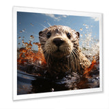 Swimming adventure Portrait of an Otter - Otter Wall Art Prints