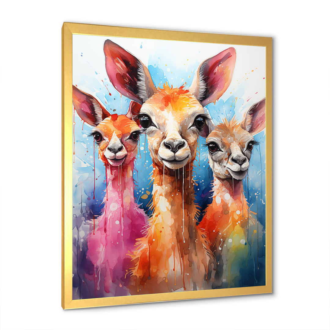 Curious portrait of Llama friends - Llama Large Canvas Wall Art