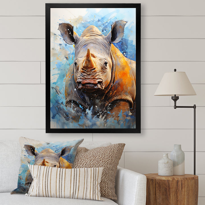 Grey Rhinoceros on the hunt - Rhinoceros Home Decor Art