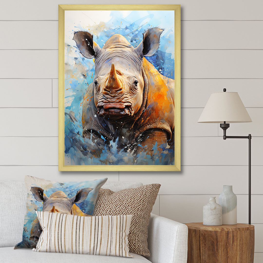 Grey Rhinoceros on the hunt - Rhinoceros Home Decor Art