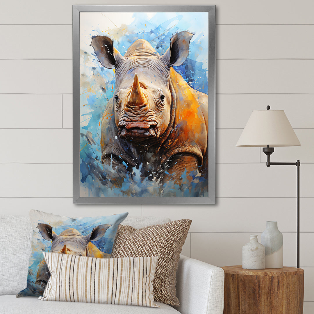 Grey Rhinoceros on the hunt - Rhinoceros Home Decor Art