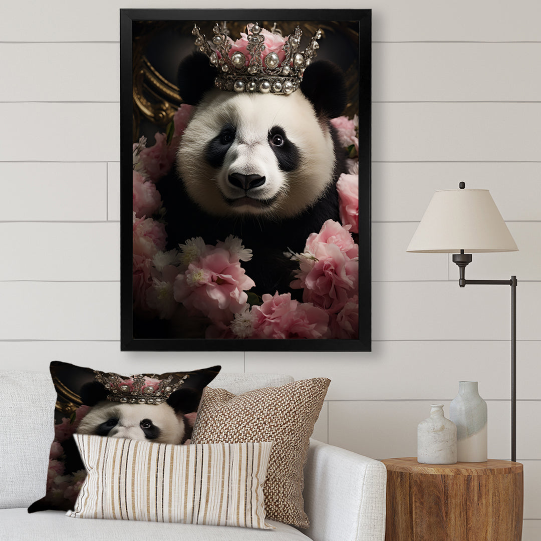 Regal Panda Crowned Portrait - Panda Wall Art Prints