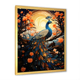 Celestial Peacock in Surreal Starlight - Yellow Peacock Wall Art
