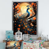 Celestial Peacock in Surreal Starlight - Yellow Peacock Wall Art