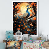Celestial Peacock in Surreal Starlight - Yellow Peacock Wall Art