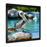 Coastal sentinelPelican photo - Animals Canvas Wall Art