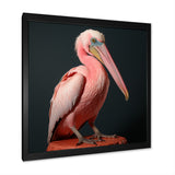 Coastal Watch pink Pelican - Pelican Framed Canvas Art