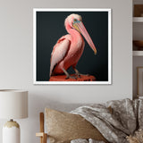 Coastal Watch pink Pelican - Pelican Framed Canvas Art