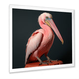 Coastal Watch pink Pelican - Pelican Framed Canvas Art