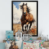 Brown Horse galloping in the wild - Horse Bedroom Wall Art