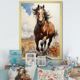 Brown Horse galloping in the wild - Horse Bedroom Wall Art