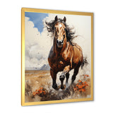 Brown Horse galloping in the wild - Horse Bedroom Wall Art