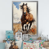 Brown Horse galloping in the wild - Horse Bedroom Wall Art