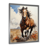 Brown Horse galloping in the wild - Horse Bedroom Wall Art