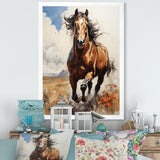 Brown Horse galloping in the wild - Horse Bedroom Wall Art