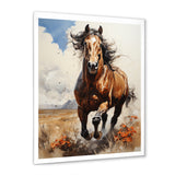 Brown Horse galloping in the wild - Horse Bedroom Wall Art