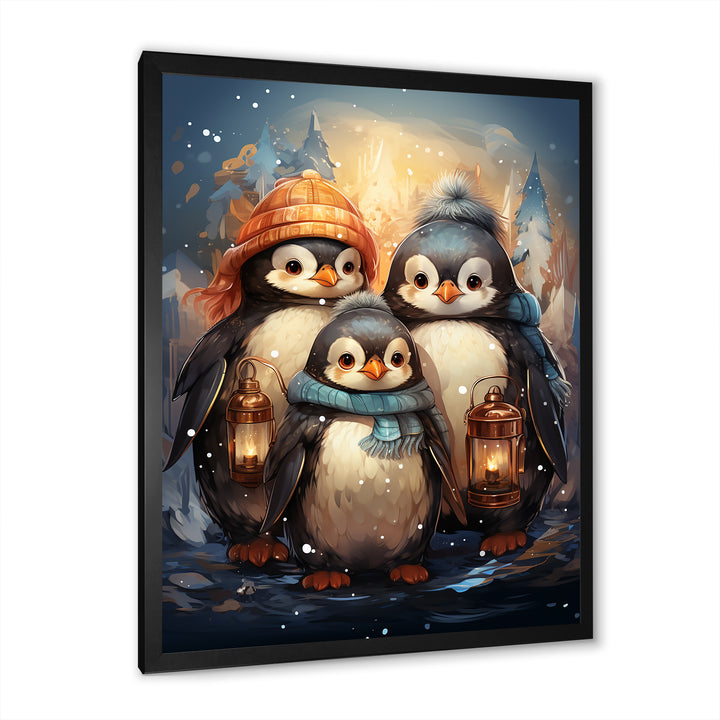 Christmas winter Penguin Party - Penguin Canvas Wall Art