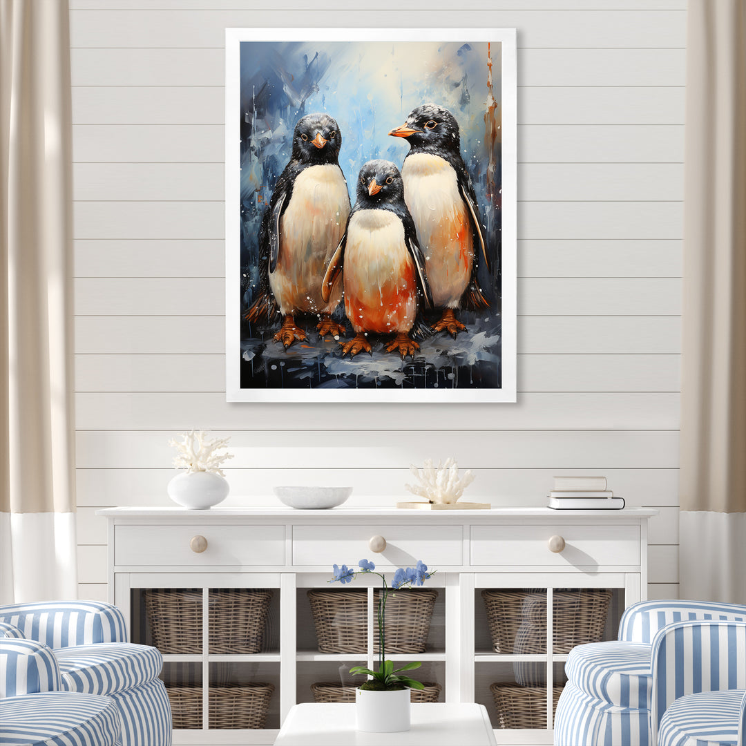 Winter Feathers Penguin family - Penguin Wall Decor
