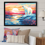Sunrise polar bear Artic whispers - Pink Bear Wall Art