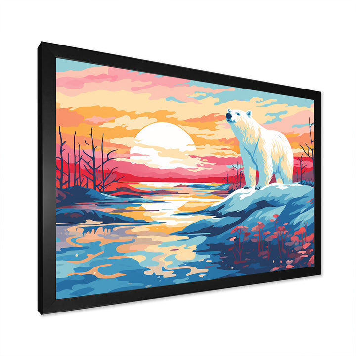 Sunrise polar bear Artic whispers - Pink Bear Wall Art