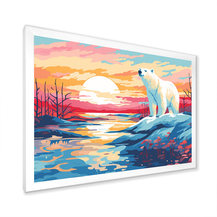 Sunrise polar bear Artic whispers - Pink Bear Wall Art