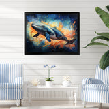 Blue Majesty Whale in Watercolor - Whale Living Room Wall Art