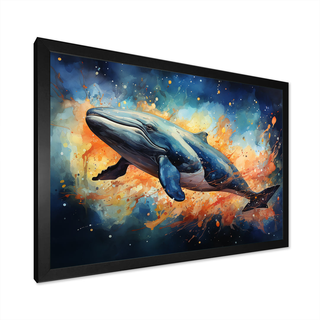 Blue Majesty Whale in Watercolor - Whale Living Room Wall Art