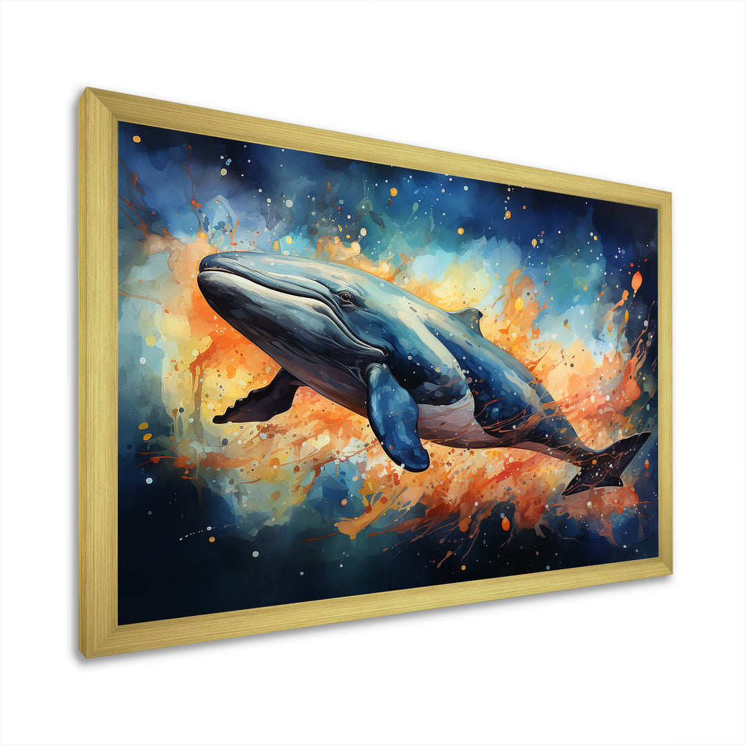 Blue Majesty Whale in Watercolor - Whale Living Room Wall Art