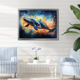 Blue Majesty Whale in Watercolor - Whale Living Room Wall Art