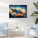 Blue Majesty Whale in Watercolor - Whale Living Room Wall Art